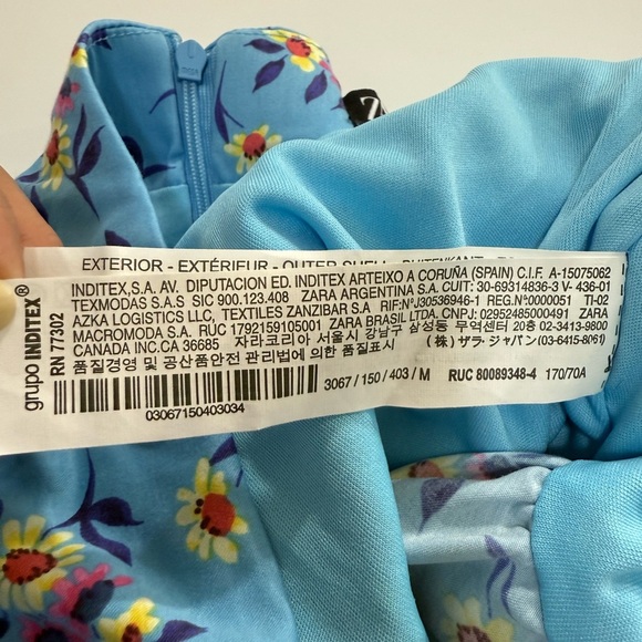 ZARA Sky Blue Floral Printed Mini Skirt Medium - Picture 8 of 13